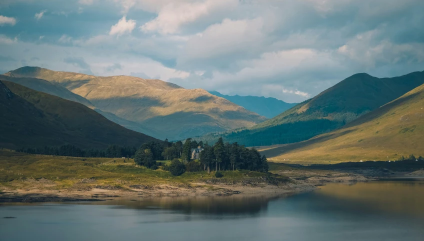 a mountain lake surrounded by some mountains