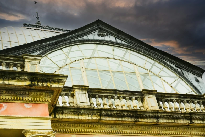 a building with a sky in the background