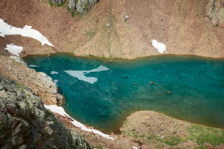 a view looking down at water from above