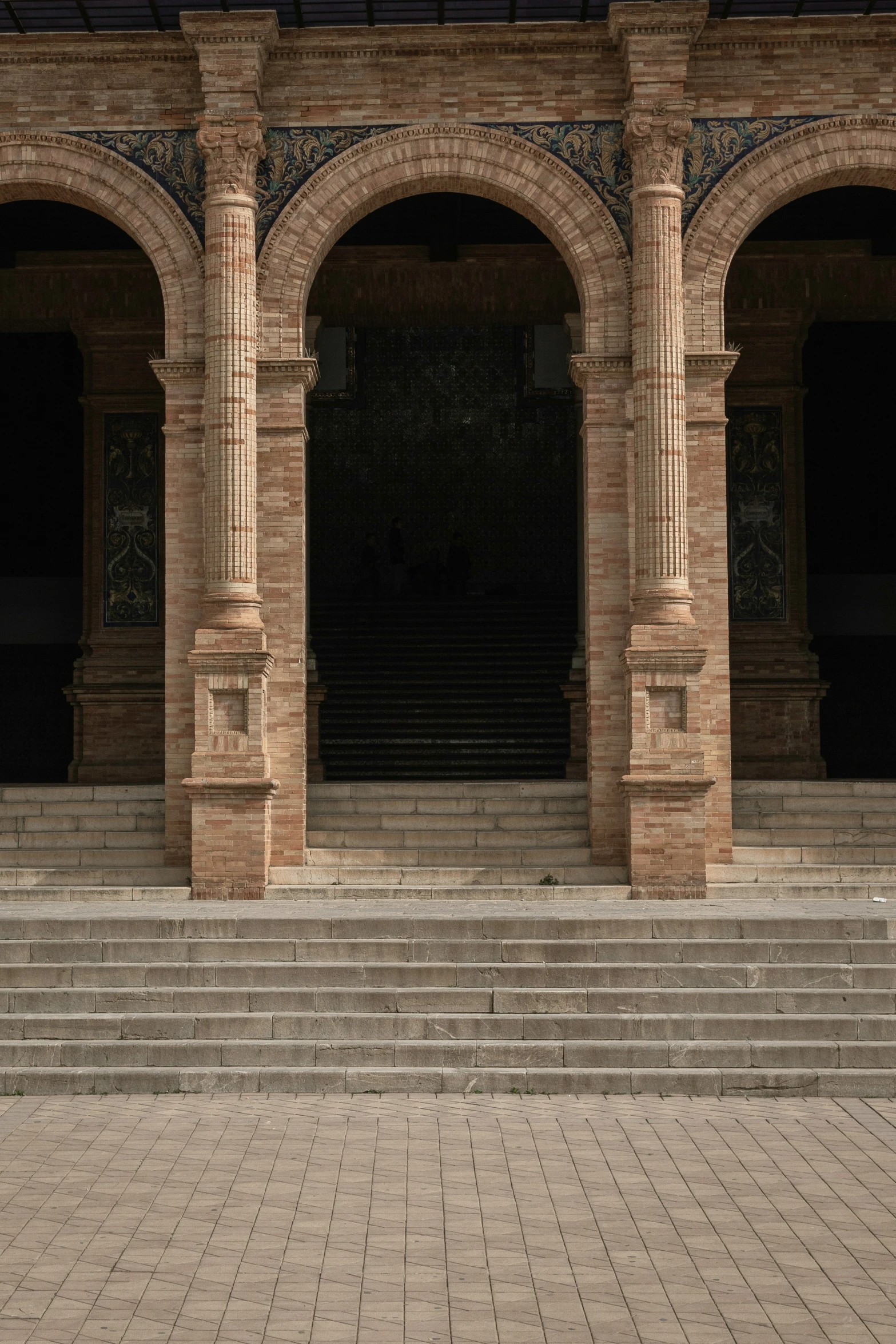 there is a stone steps with arches and archways