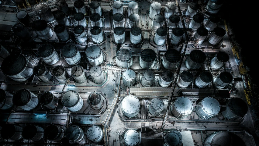 this is what looks like a large array of metal pans