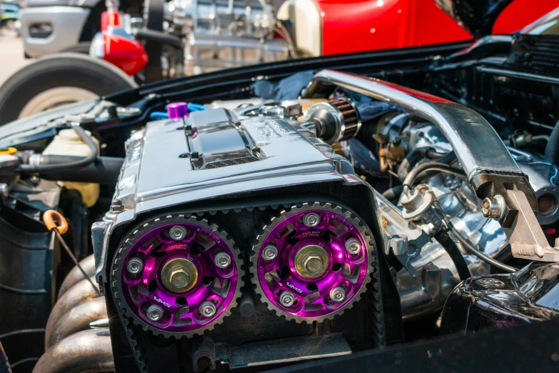 a picture of the engine of a car