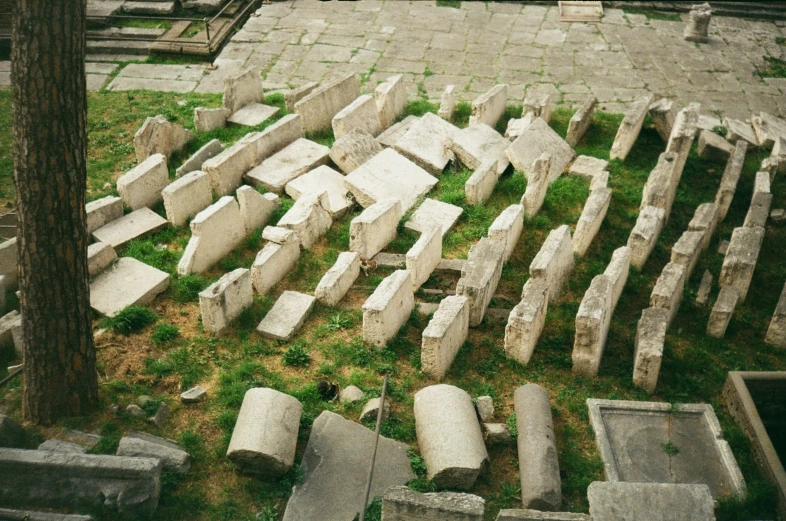 there are old headstones left on the ground