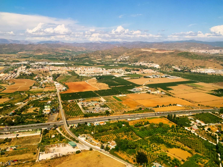 a bird's - eye view of a city and country side