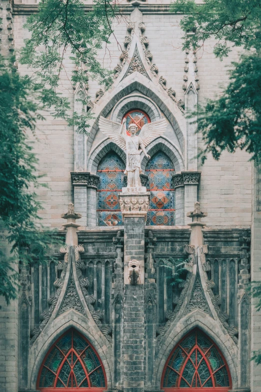 a castle like building with large, arched windows