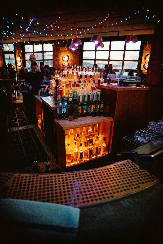 a view of a very pretty bar in the dark