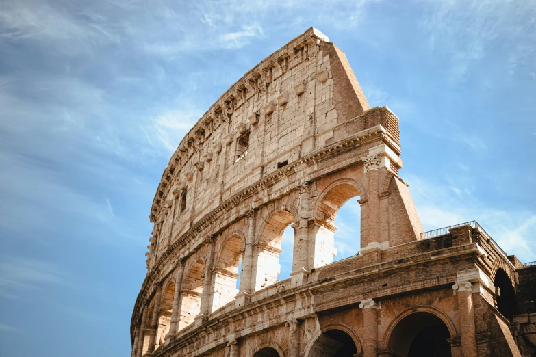 a po of a roman collage against the blue sky