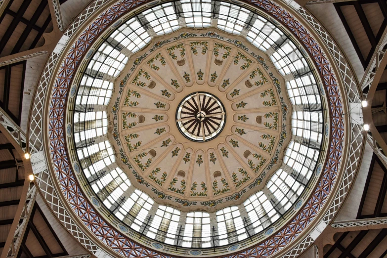 inside the dome of an old building looking up