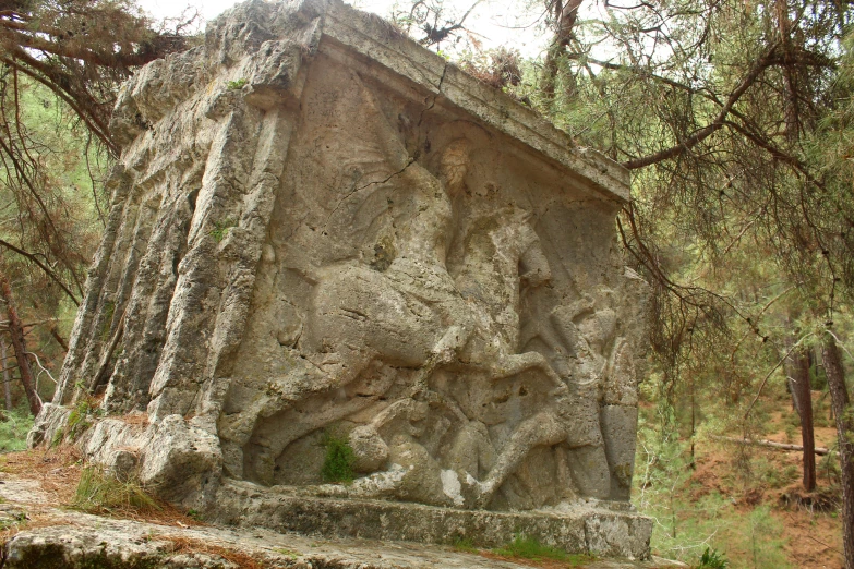 an image of an ancient rock sculpture that looks like a horse