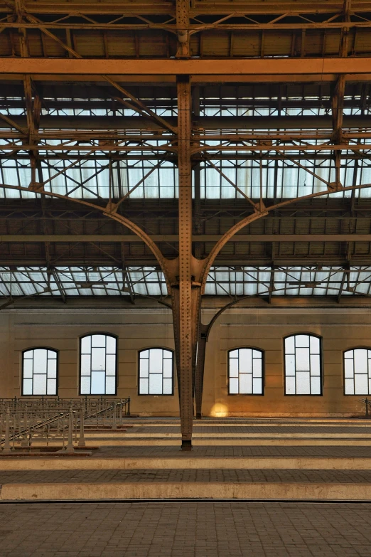 a view of inside of an old station building with no people