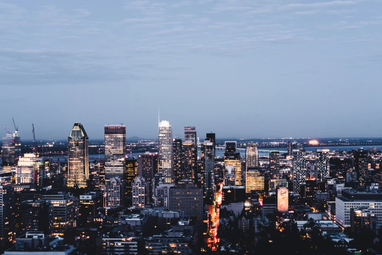 an image of the city lit up at night