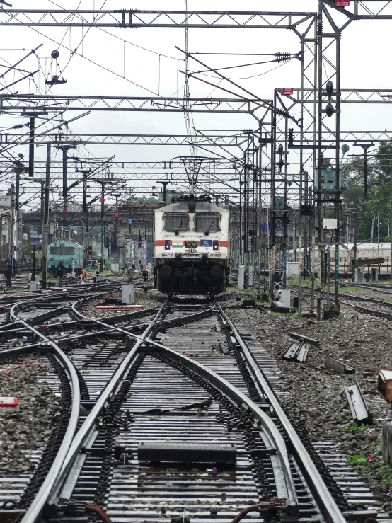 a very big long train on a steel track