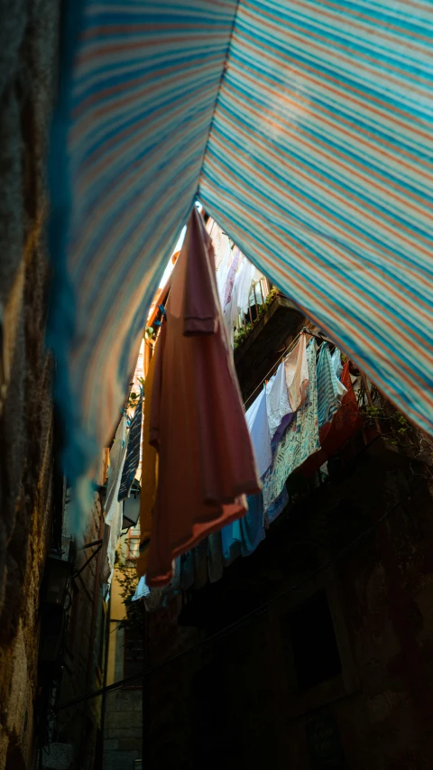 a set of umbrellas sitting outside during the day