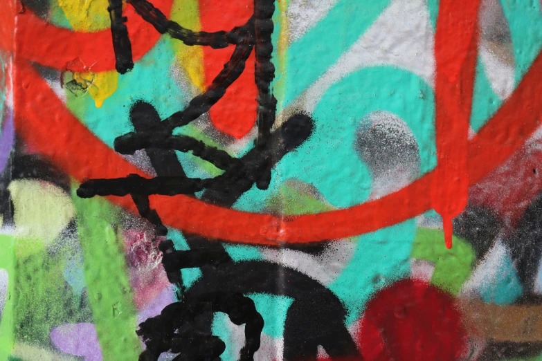 close up picture of colorful graffiti on the wall