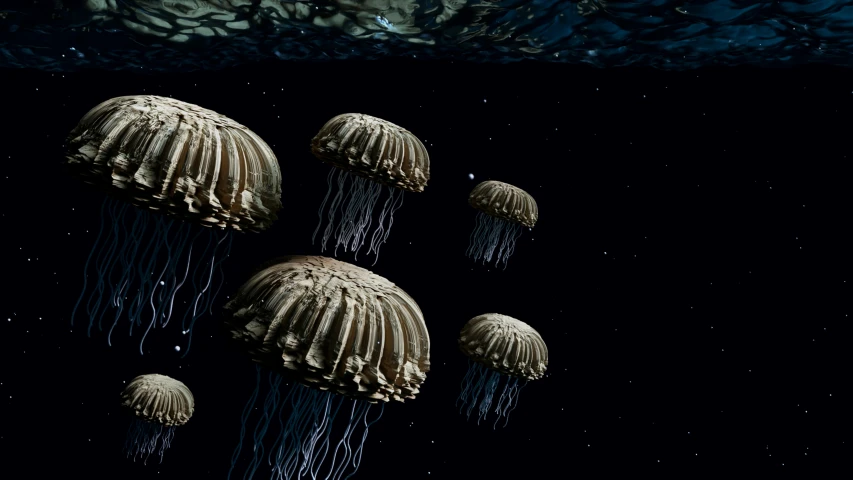 a bunch of jelly fish in the ocean