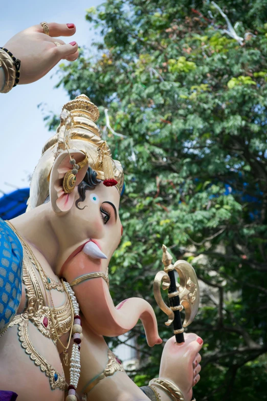 an outdoor display that includes an elephant