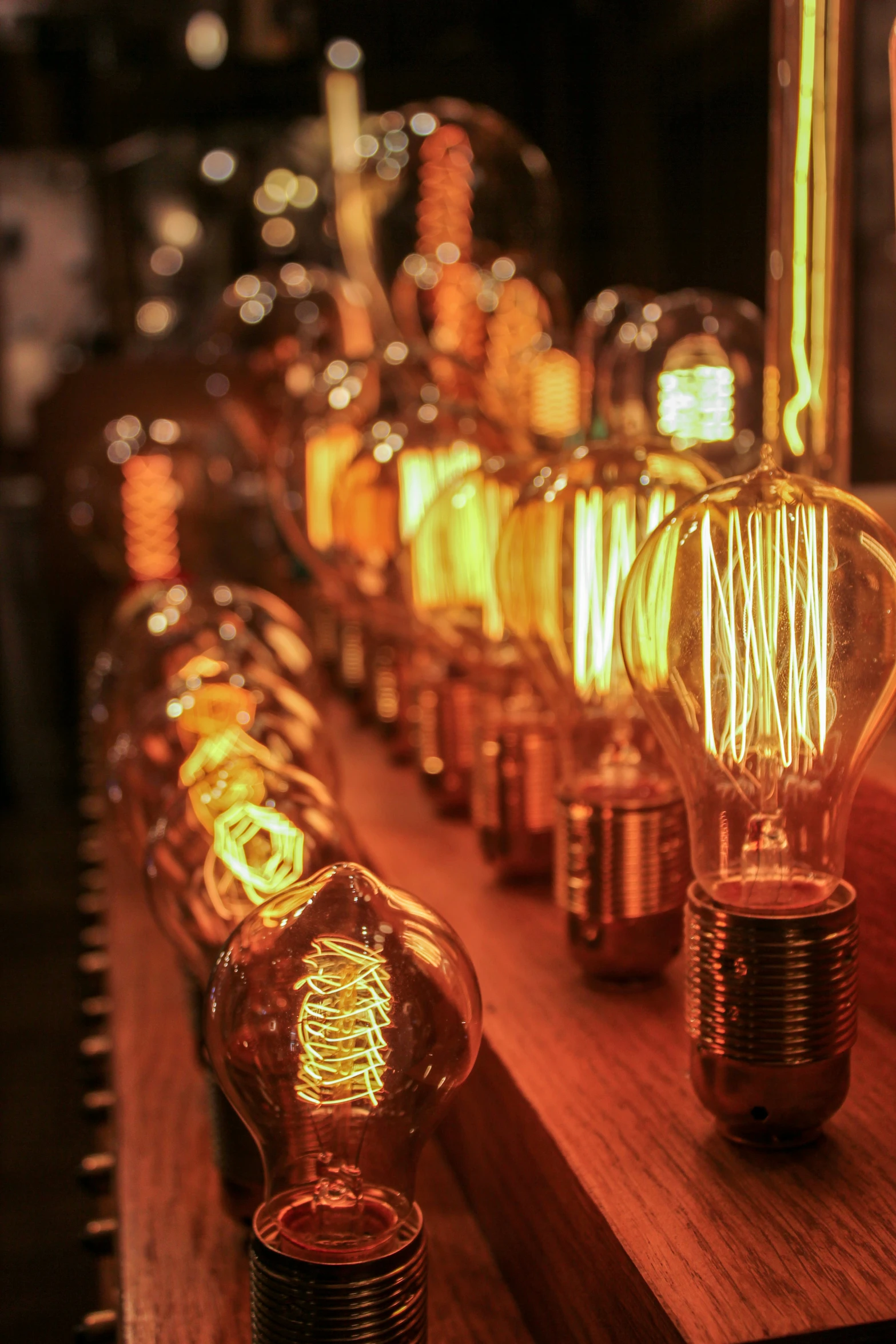 some very pretty light bulbs that are on a table