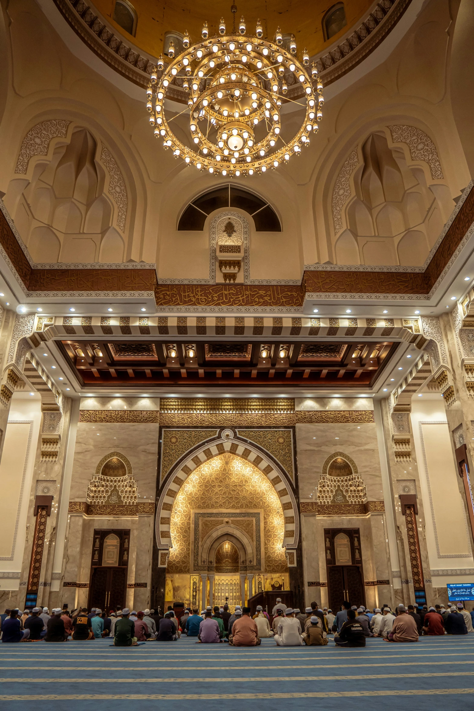 a very large cathedral with a skylight and chandelier