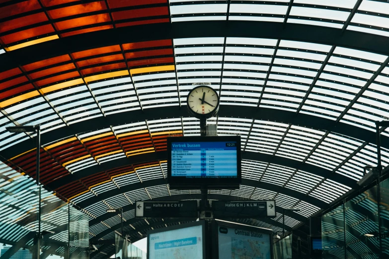 an electronic display showing time at the train station