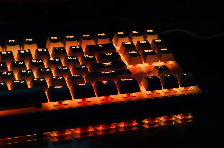 a keyboard that is sitting on a counter