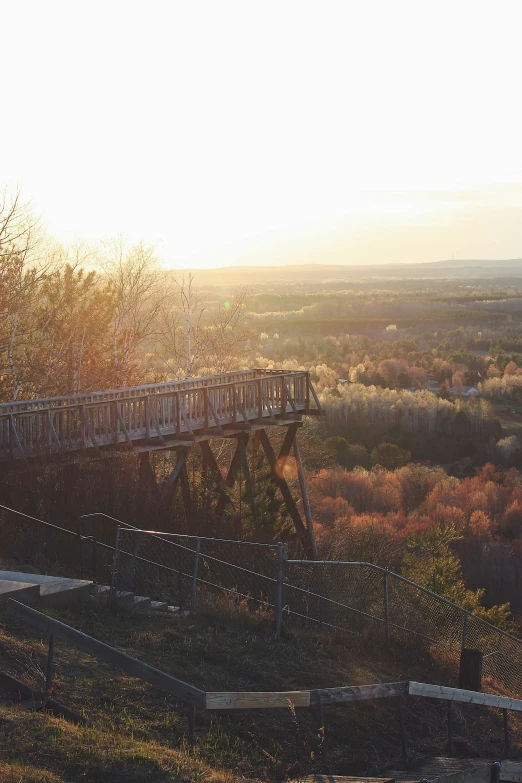 a train on the tracks crossing a bridge in a valley