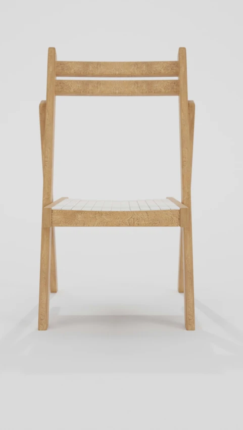 a chair made with natural wood sits against a white background