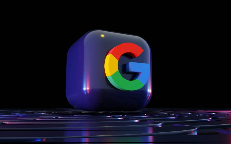 the google logo has a rainbow glow on the front