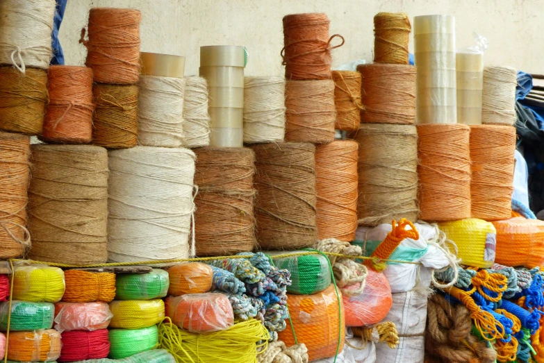 various items of different colors and styles of rope