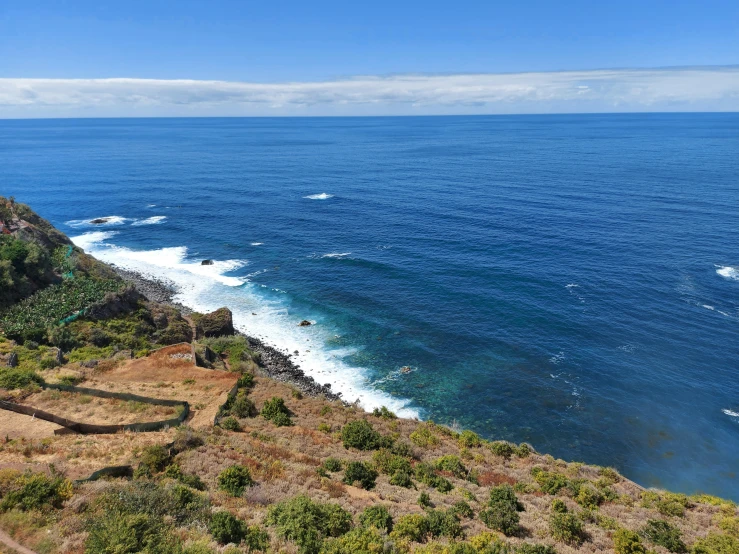 water in the ocean on a cliff