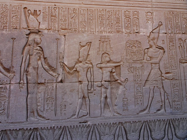 egyptian hieroglyphic carving on display