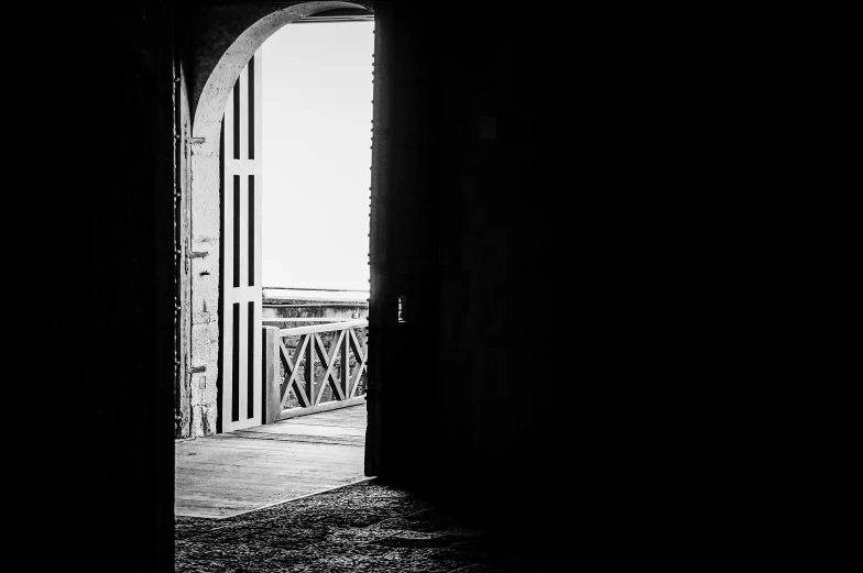 an open doorway leading into the sky