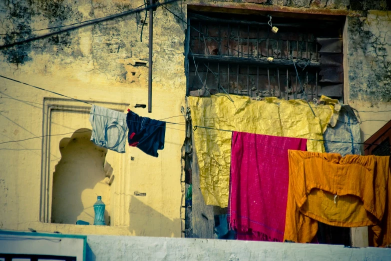 clothes hanging out to dry on a washing line