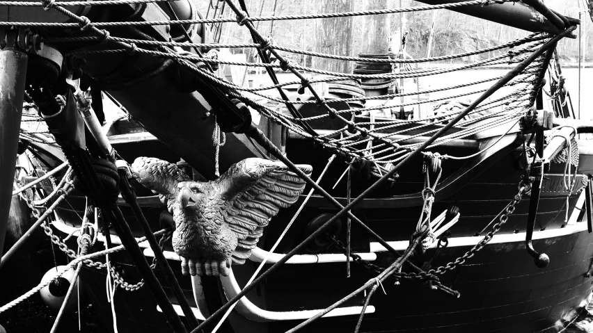 a black and white po of an old boat