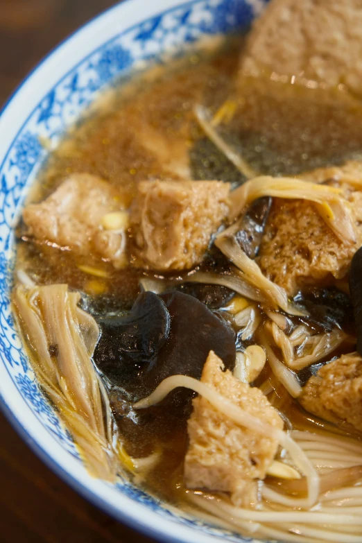 a close up s of an asian noodle soup