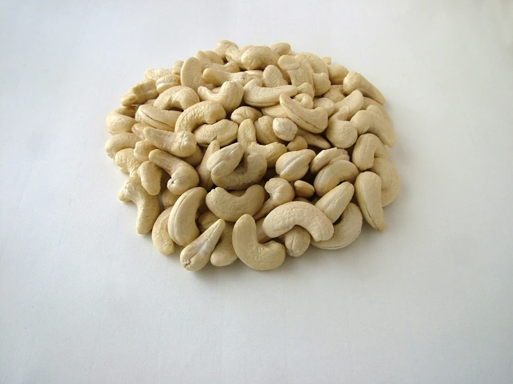 a pile of nuts laying on top of a white surface