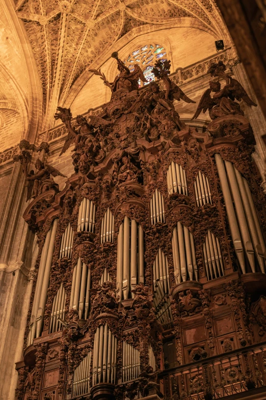 a large organ is seen in the middle of the ceiling