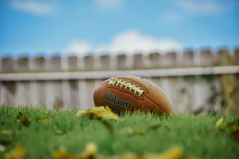 a football laying on top of the grass