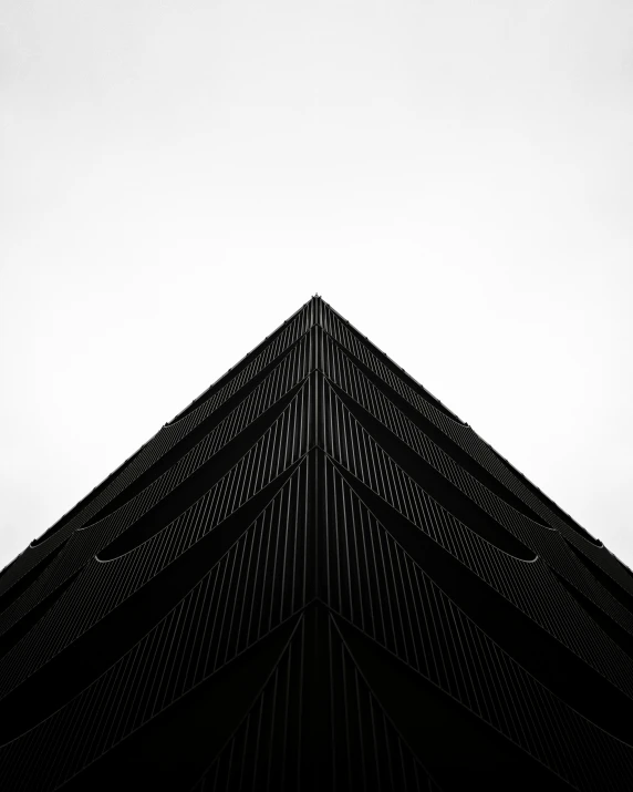 a view up the sides of a building from the ground