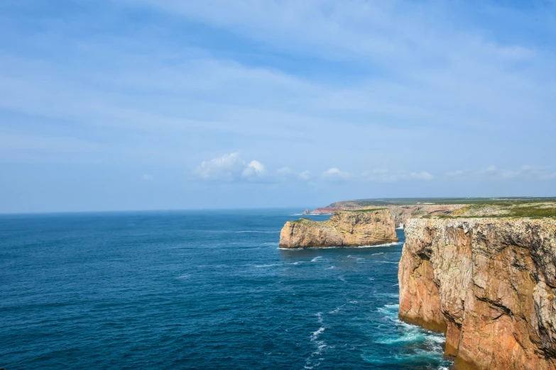 a body of water sitting below the cliffs