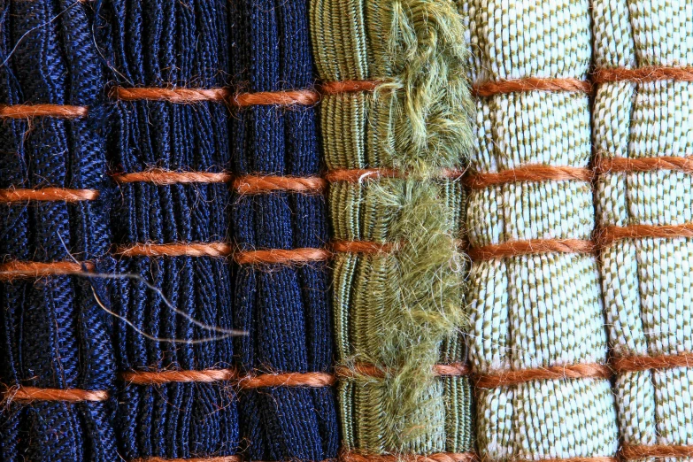 different color threads, various sizes and patterns