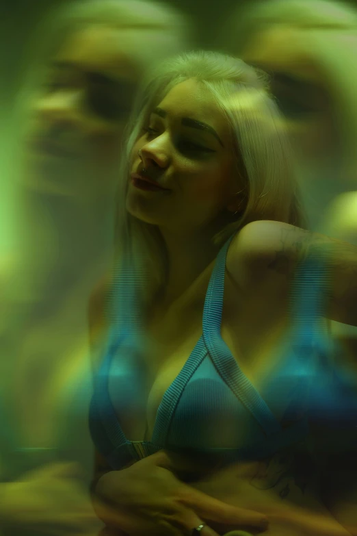 this is an image of a blurry woman in bikini