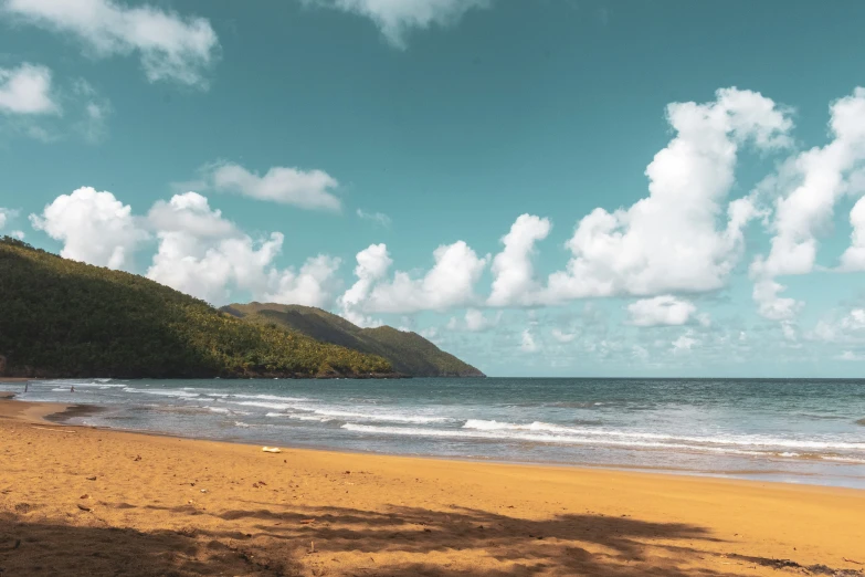 a view of a sandy beach on an island