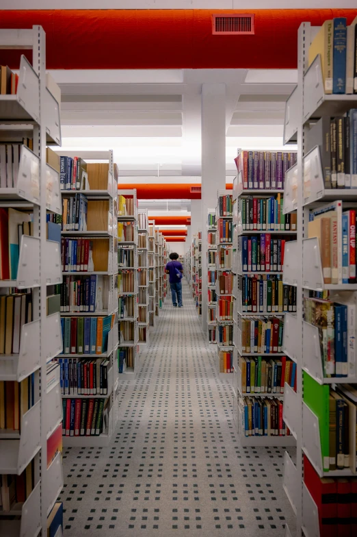 an aisle with rows and rows of books