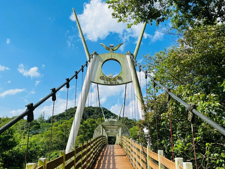 a bridge with metal railings and a person crossing it