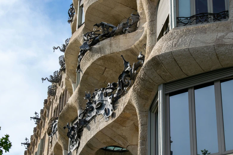 decorative sculptures displayed on the facade of a building