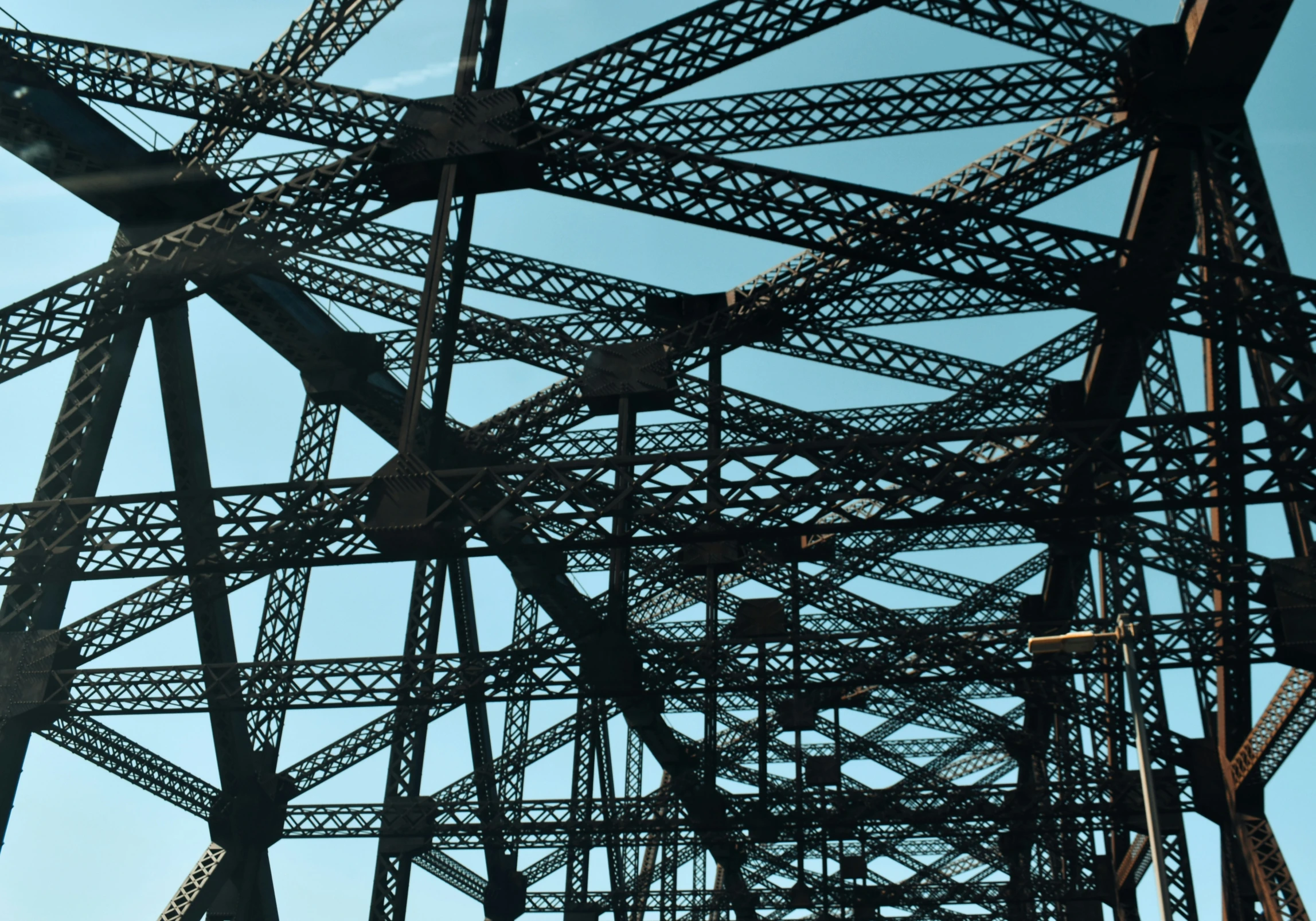 a bridge tower showing a lot of steel columns