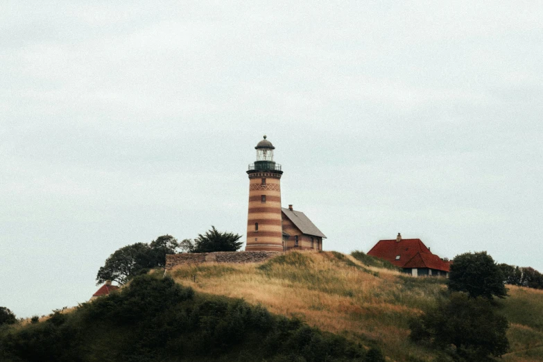 this po shows a lighthouse atop a hill