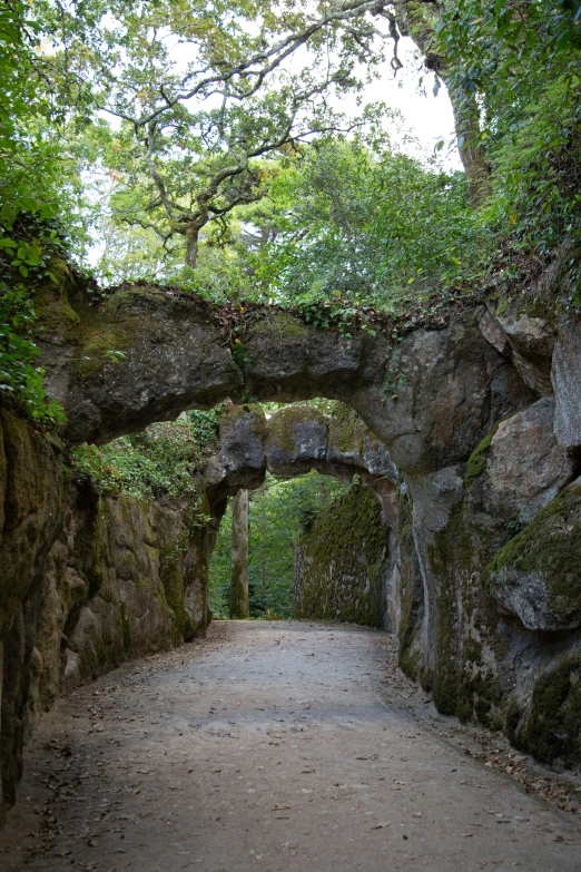 a walkway that leads up to some rocks