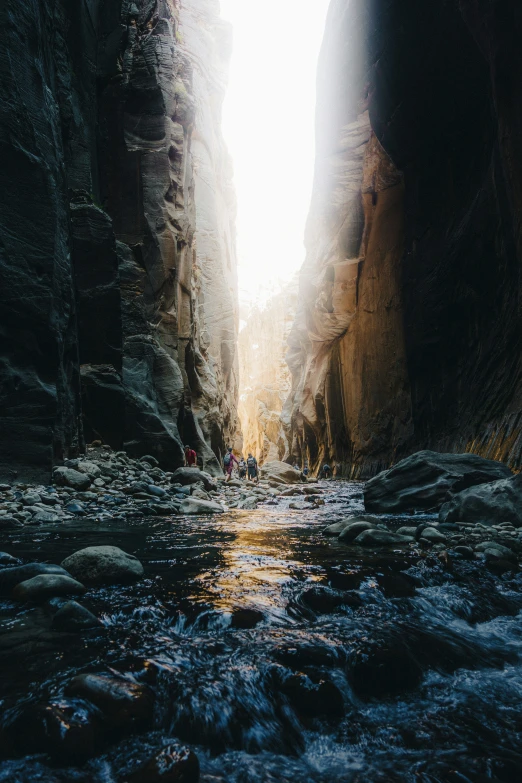 water running through the gorge between two sides