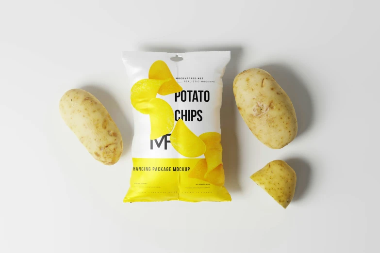 potato chips and potato head on a white background